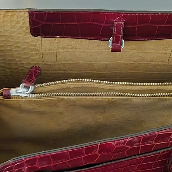 Lauren Ralph Lauren Marcy Large Croc-Embossed Leather Satchel - Picture 3 of 4